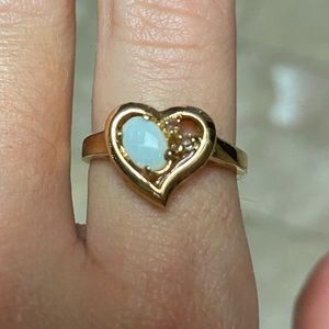 Opal Gold Heart Ring Size 7